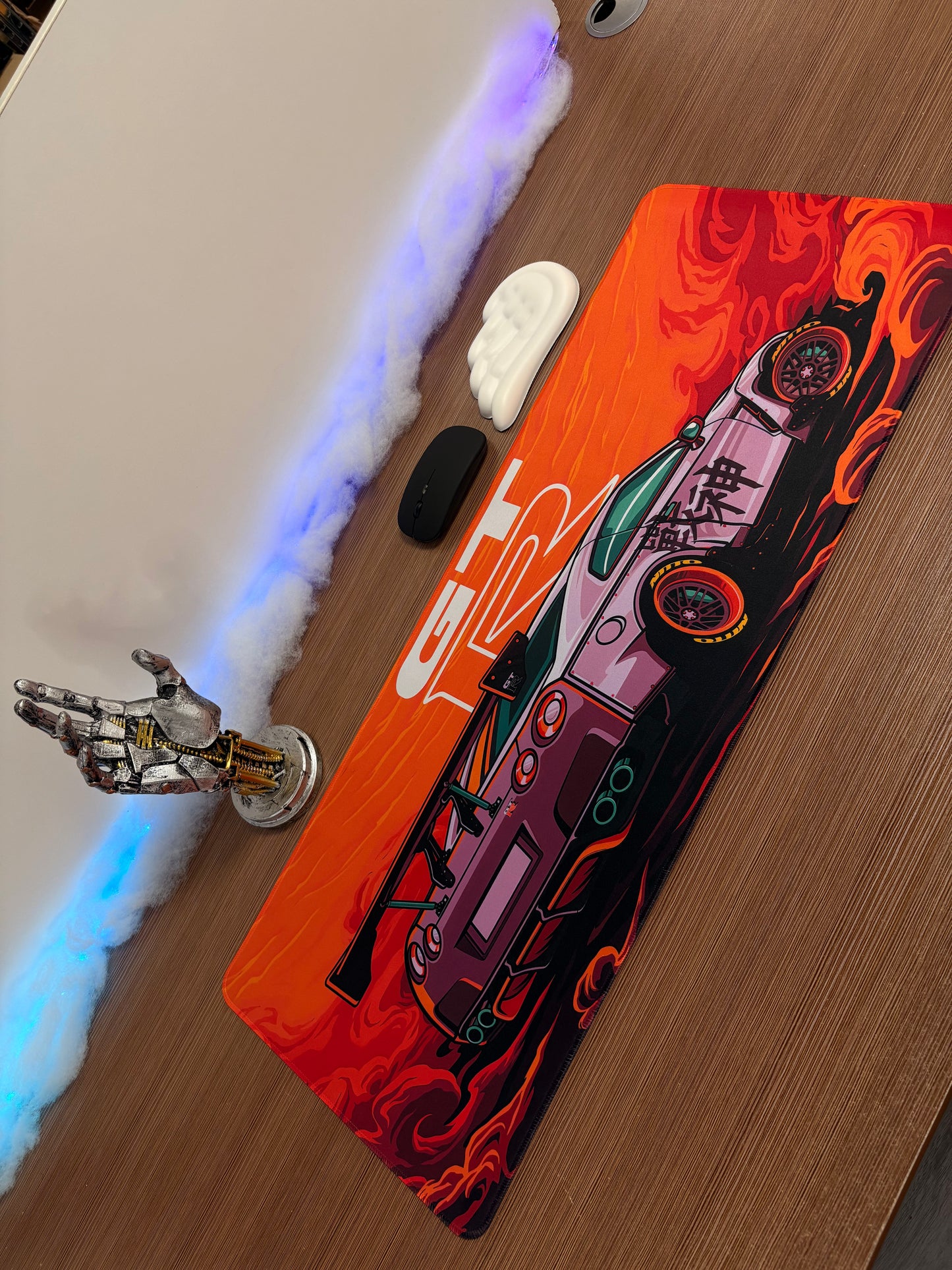Tapis de bureau XXL Gamer – Anime x Voiture de sport (800×300 mm) Antidérapant