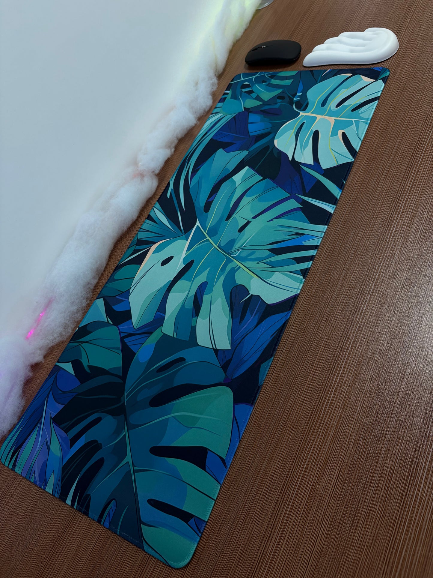 Tapis de bureau XXL Plantes Tropicales – Vert (800×300 mm) Antidérapant & Lavable