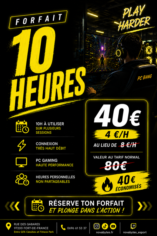 Forfait PC Bang – 10 Heures