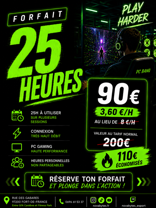 Forfait PC Bang – 25 Heures