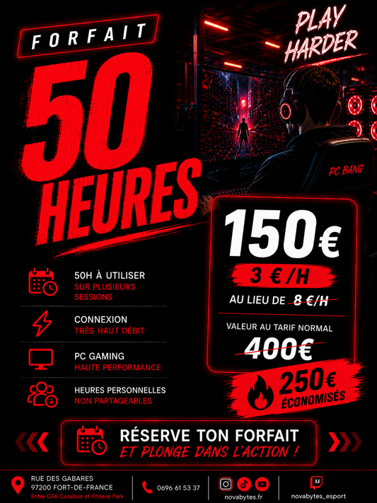 Forfait PC Bang – 50 Heures