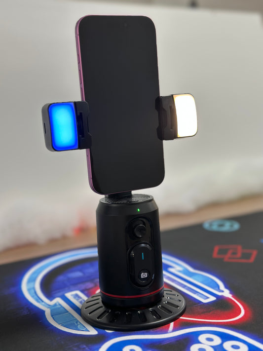 Trépied 360° à suivi automatique du visage – Vlog & création de contenu (AI Face Tracking + télécommande)